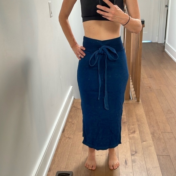 AG by Adriano Goldschmied denim optic dress skirt detached tie waistband size S - Picture 3 of 12